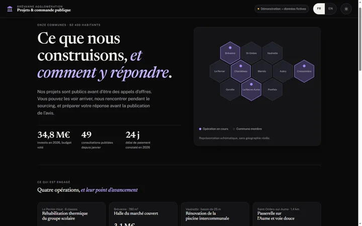 Capture d'écran — Le portail « Projets & commande publique »