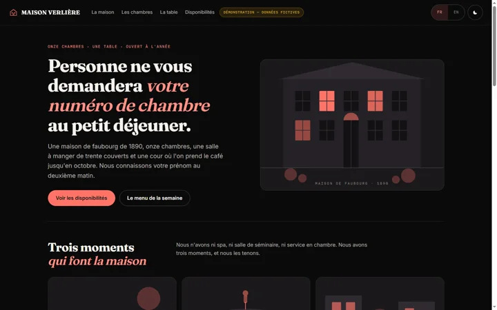 Capture d'écran — Le site d'une maison de onze chambres