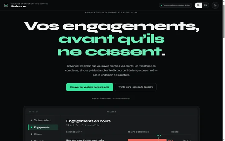 Capture d'écran — Le suivi des engagements de service