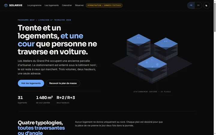 Capture d'écran — La page d'un programme neuf