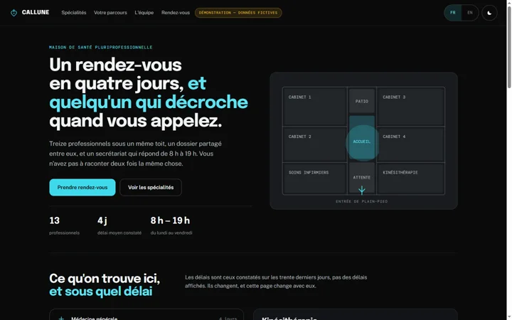 Capture d'écran — Le site d'une maison de santé